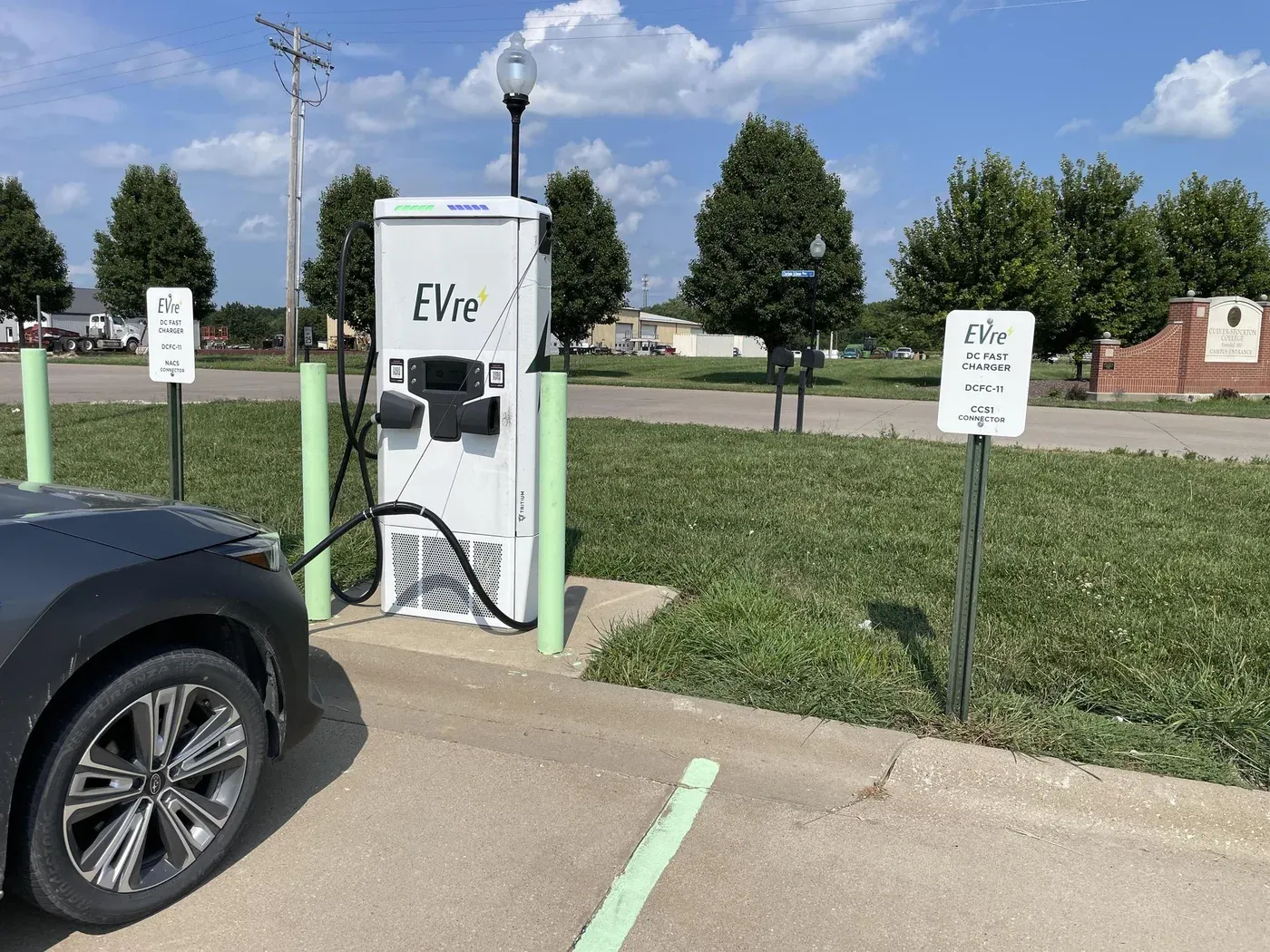EVre Tritium fast charger in Canton with a vehicle charging