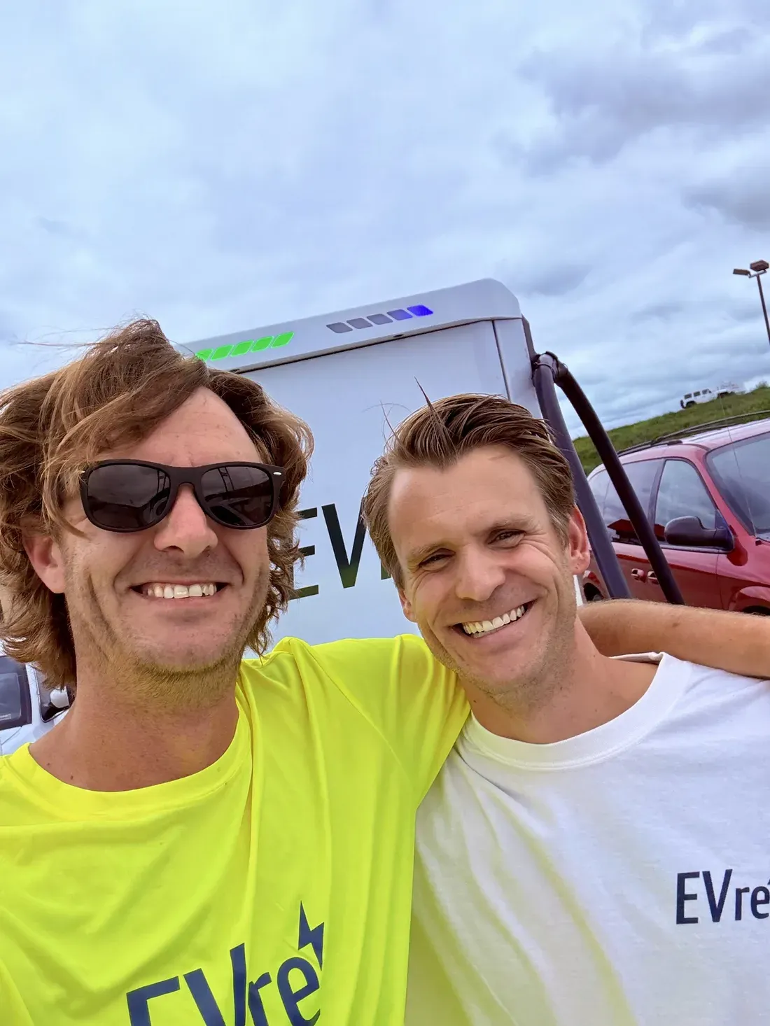 Matt and Jared at an EVre DC fast charger